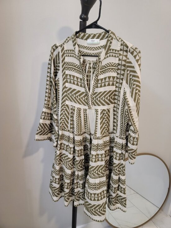 Devotion Twins Dresses & Skirts - Devotion Twins Embroidered Ella Tunic Dress Sz XS Boho Cotton Bell Sleeve Multic